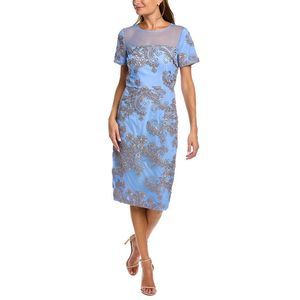 JS Collections | Dresses | Js Collections Womens Cheyenne Illusion Midi  Dress Blue | Poshmark